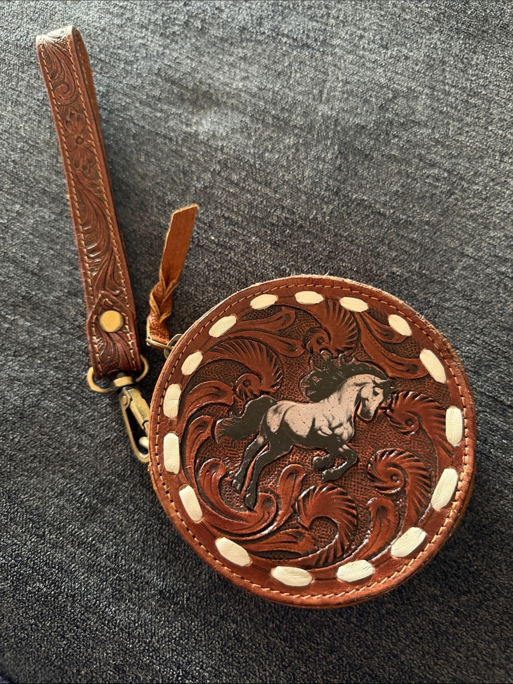 Real leather horse Wrist purse